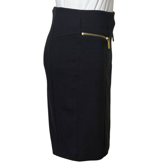 MICHAEL Michael Kors Pencil Skirt, Black w/Gold Exposed Zippers Women's Size 8 - Picture 4 of 10